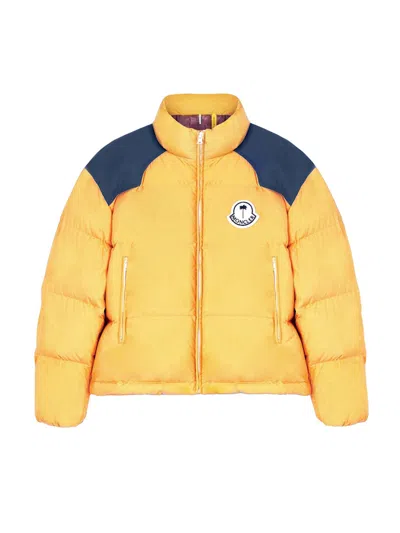 Pre-owned Moncler Men's  X Palm Angels Nevis Short Down Jacket In Yellow/blue