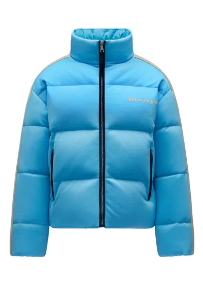 Pre-owned Moncler Men's  X Palm Angels Rodman Short Down Jacket In Light Blue White