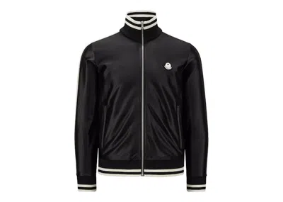 Pre-owned Moncler Men's  X Palm Angels Shiny Zipup Sweatshirt In Black