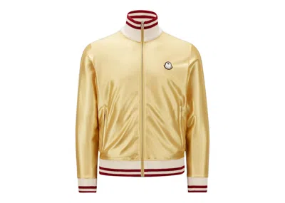 Pre-owned Moncler Men's  X Palm Angels Shiny Zipup Sweatshirt In Light Yellow