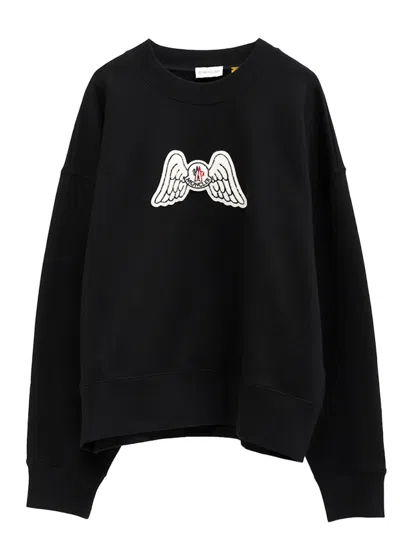 Pre-owned Moncler Men's  X Palm Angels Wings Sweatshirt In Black