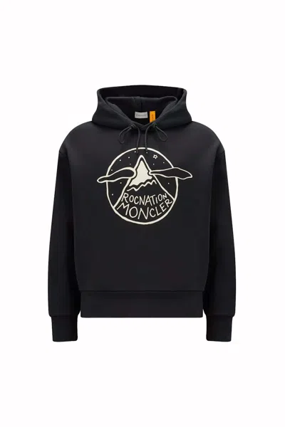 Pre-owned Moncler Men's  X Roc Nation By Jayz Logo Motif Hoodie In Black