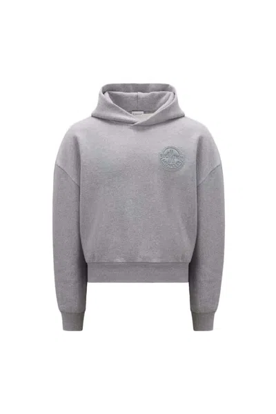 Pre-owned Moncler Men's  X Roc Nation By Jayz Logo Patch Hoodie In Grey