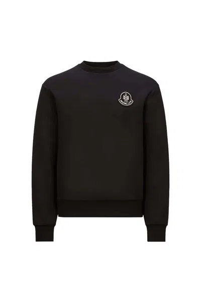 Pre-owned Moncler Men's  Year Of The Snake Patch Neoprene Sweatshirt In Black