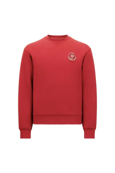 Pre-owned Moncler Men's  Year Of The Snake Patch Neoprene Sweatshirt In Red