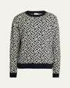 Moncler Geometric Pattern Cotton Sweater In Dark Blue