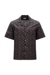 Moncler Short-sleeve Geometric-pattern Shirt In Greenwhite
