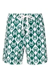 Moncler Monogram-print Swim Shorts In Whiteblue