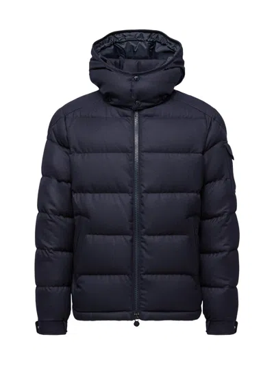 Moncler Men's Montgenevre Wool Flannel Padded Hooded Jacket In Blue