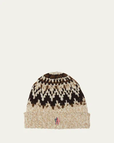 Moncler Men's Multi Fair Isle Chunky Knit Beanie Hat In Neutral