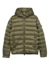 Moncler Down Jacket With Quilted Design And Hood In Green