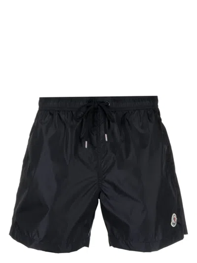 Moncler Elastic Waist Swim Trunks In Blue