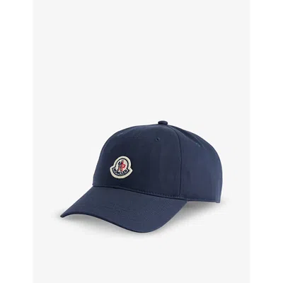 Moncler Mens Navy Logo-patch Cotton Baseball Cap