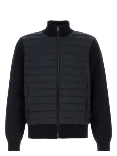 Moncler Men's Navy Stretch Cotton Blend Cardigan In Black