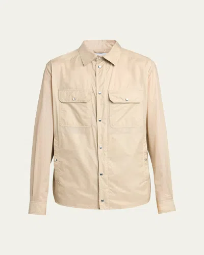 Moncler Logo Patch Long Sleeve Shirt In Brown