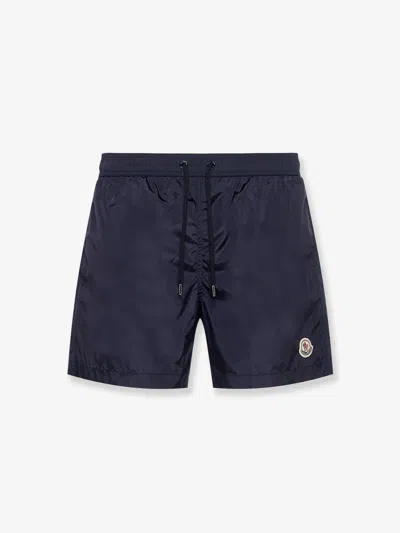 Moncler Men Nylon Swim Trunks In Blue