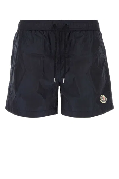 Moncler Logo Patch Detail Elastic Waist Swim Shorts In Black