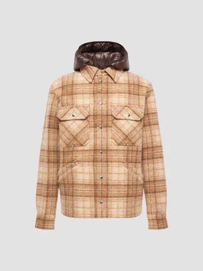 Moncler Nyvalin 3-in-1 Hooded Flannel Down Jacket In Brown