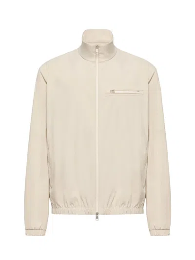 Moncler Men Off White Regular Jacket In Gray
