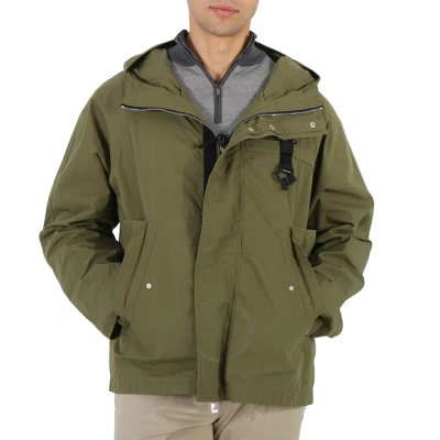 Moncler Men's Olive Slogan Print Hancock Hooded Jacket In Green