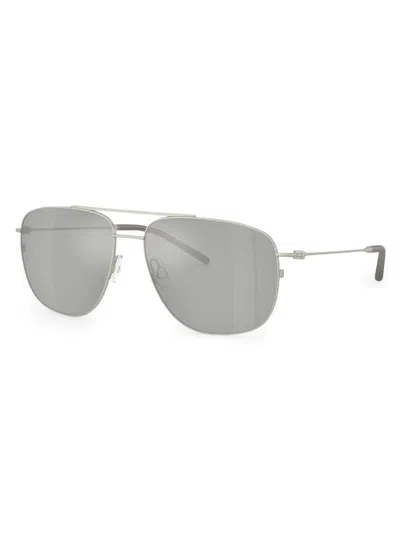 Moncler Men's Orbit 57mm Aviator Sunglasses In Silver