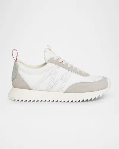 Moncler Men's Pacey Nylon And Suede Runner Sneakers In White