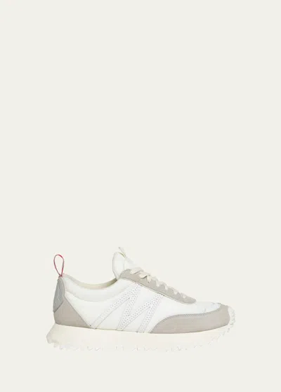 Moncler Men's Pacey Nylon And Suede Runner Sneakers In White