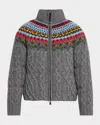 Moncler Grenoble Gerlos Jacquard Zipped Knit Down Jacket In Grey