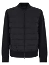 Moncler Men Padded Wool Cardigan With Zip In Black