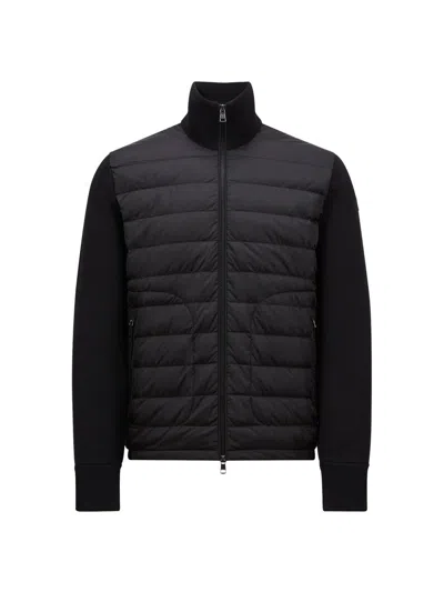 Moncler Men's Padded Wool Down Cardigan In Black