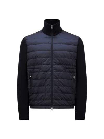 Moncler Men's Padded Wool Down Cardigan In Blue