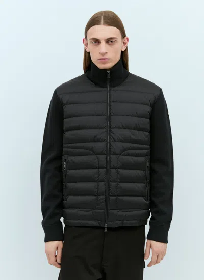 Moncler Men Cardigan Tricot Padded Wool Blend And Nylon Cardigan In Black