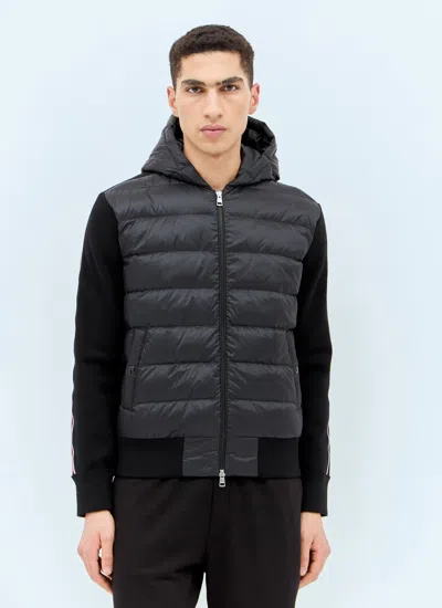 Moncler Polyamide Knitted Sleeve Zip-up Jacket In Black