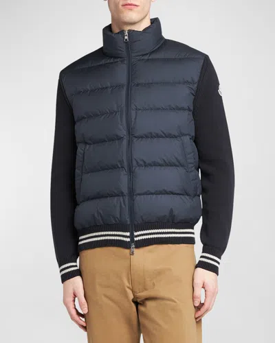 Moncler Long Sleeve Cardigan With Full-zip Closure In Grey