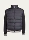 Moncler Cardigan En Coton Matelassé In Blue