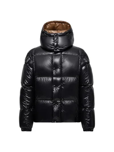 Moncler Quilted Hooded Jacket In Black