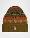 Moncler Men's Patterned Wool Beanie In Brown