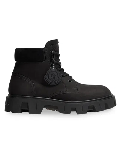 Moncler Peak City Suede Leather Lace-up Boots In Black