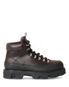 Moncler Peak Trek Leather Lace-up Boots In Brown