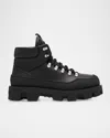 Moncler Peak Trek Leather Lace-up Boots In Black