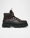 Moncler Grenoble Peak Trek Leather Hiking Boots In Brown