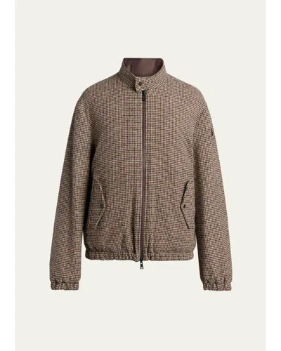 MONCLER MEN'S PIED DE POULE SHORT DOWN JACKET