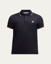 Moncler Cotton Polo Shirt With Logo In Blue
