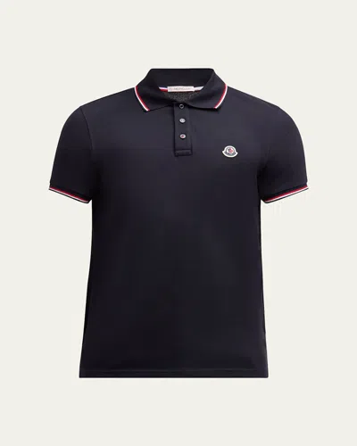 MONCLER MEN'S PIQUE LOGO PATCH POLO SHIRT
