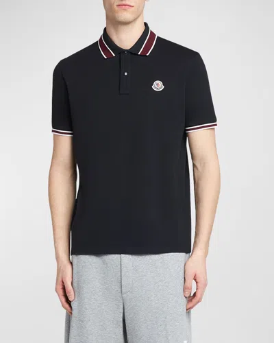 MONCLER MEN'S PIQUE STRIPE POLO SHIRT