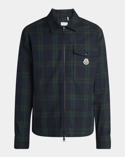 MONCLER MEN'S PLAID FULL-ZIP SHIRT JACKET