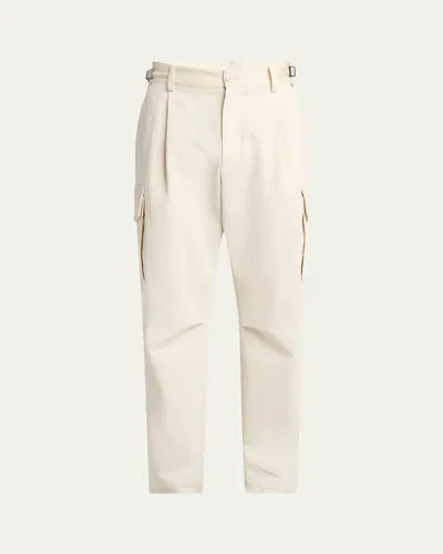 Moncler Men's Pleated Cargo Trousers In White