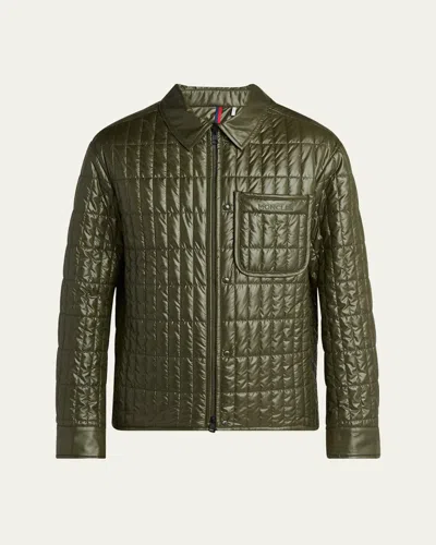 Moncler Men's Poiliot Quilted Down Shirt Jacket In Green