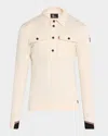 Moncler Long-sleeved Polo Shirt In Cream