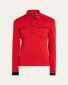 Moncler Cotton Polo Shirt In Dark Red